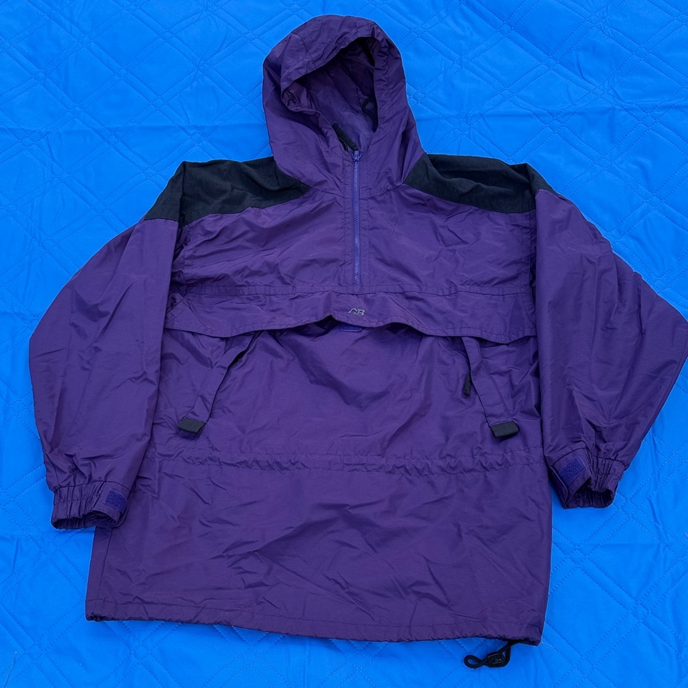 Vintage Men’s CB Sports Purple and Black Hooded Pullover Jacket